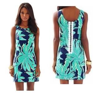 Women’s Lilly Pulitzer Cathy Shift Dress Tiger Palm Print Sleeveless Size 14
